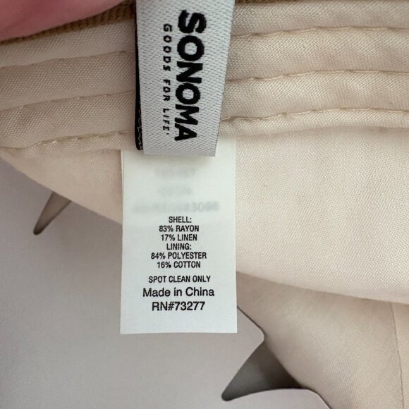 Sonoma Cream Linen Blend Cap w/ Brown Trim / Adjustable NWT - Picture 7 of 8